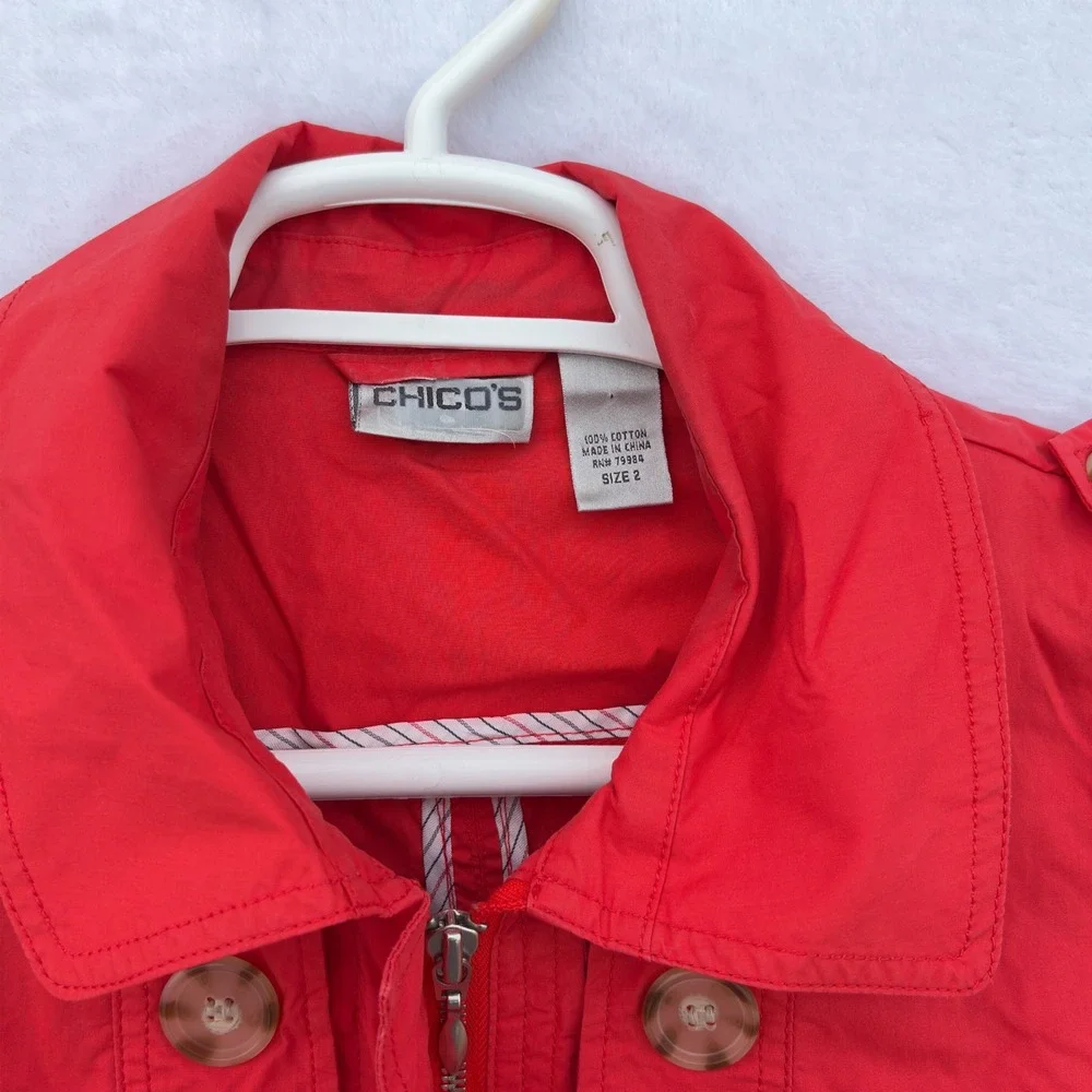 Chico's 3 in 1 Convertible Jacket Poppy Red Womens Size 2 (US L-12) Chic Utility